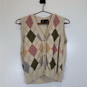 Vintage Liz Sport Argyle Patterned Sweater Vest